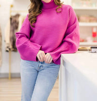 Jade By Jane - Mock Neck Wide Sleeve Top