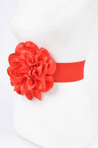 3Am By H&D Accessories - Women's Satin Big Flower Elastic Belt
