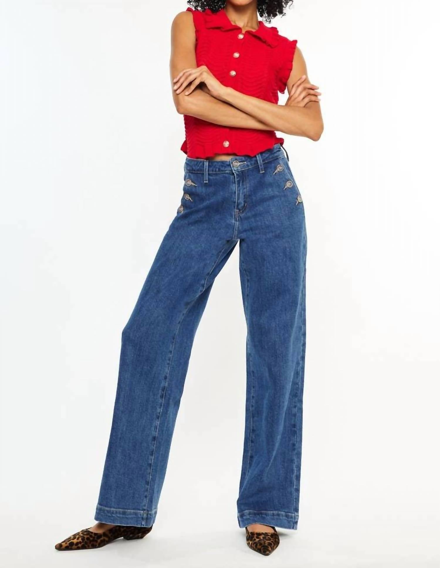Kancan - HIGH RISE WIDE LEG DRAPE TROUSERS