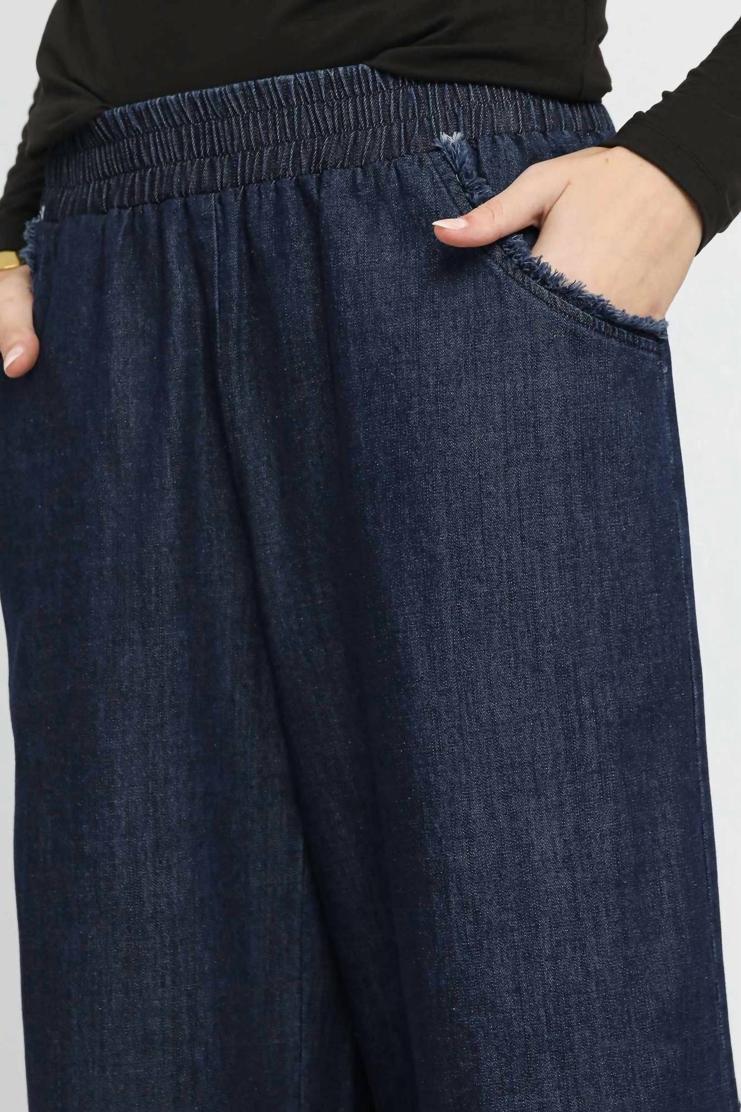 Umgee - Fringe Hem Wide Leg Pants