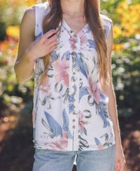 Papillon - Tropical Print Sleeveless Blouse