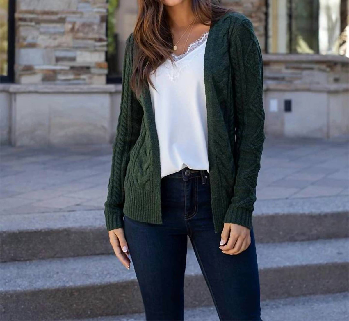 Grace And Lace - Belted Cable Cardigan