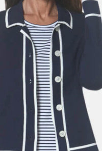 J'Envie/Eli Trim Knit Jacket in navy - women's jacket - detail view