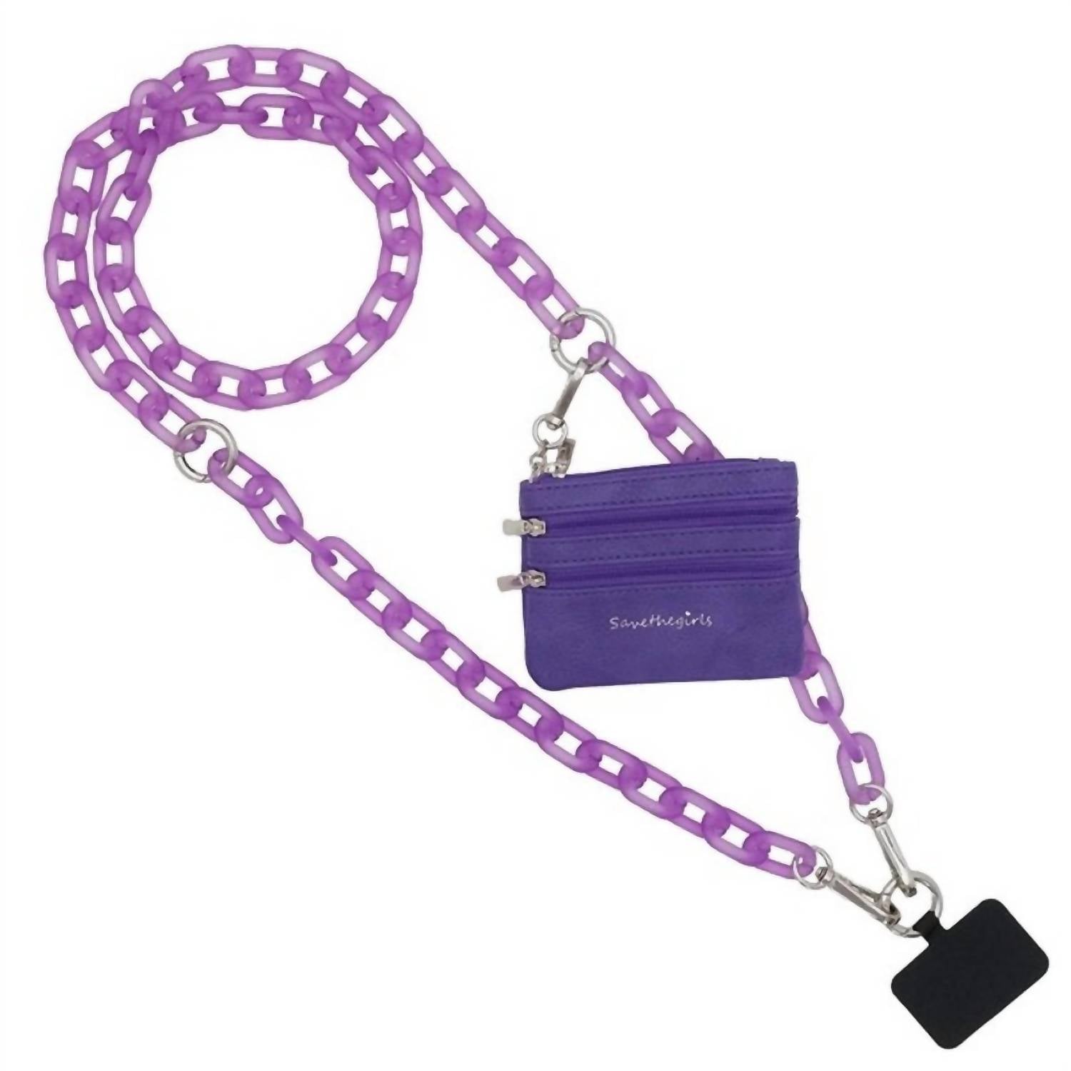 Save The Girls - Women's Clip & Go Phone Purse Crossbody Ice Chain Strap Zippered Pouch