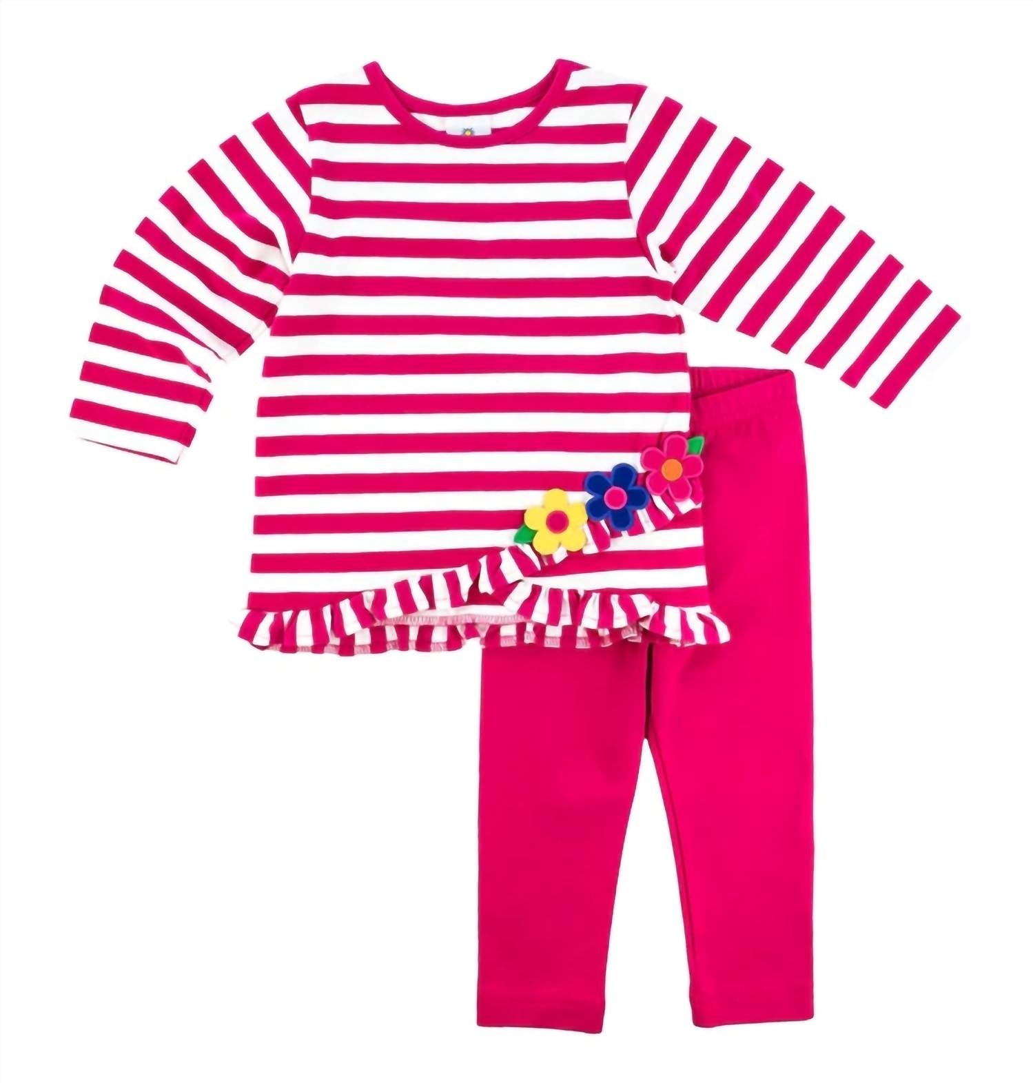 Florence Eiseman - Kid's Flower Fields Stripe Knit Tunic And Legging Set