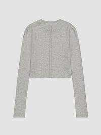 DL1961 - Kids' Girls Raw Edge Long Sleeve Tee in heather grey raw - kids' long sleeve top - detail view