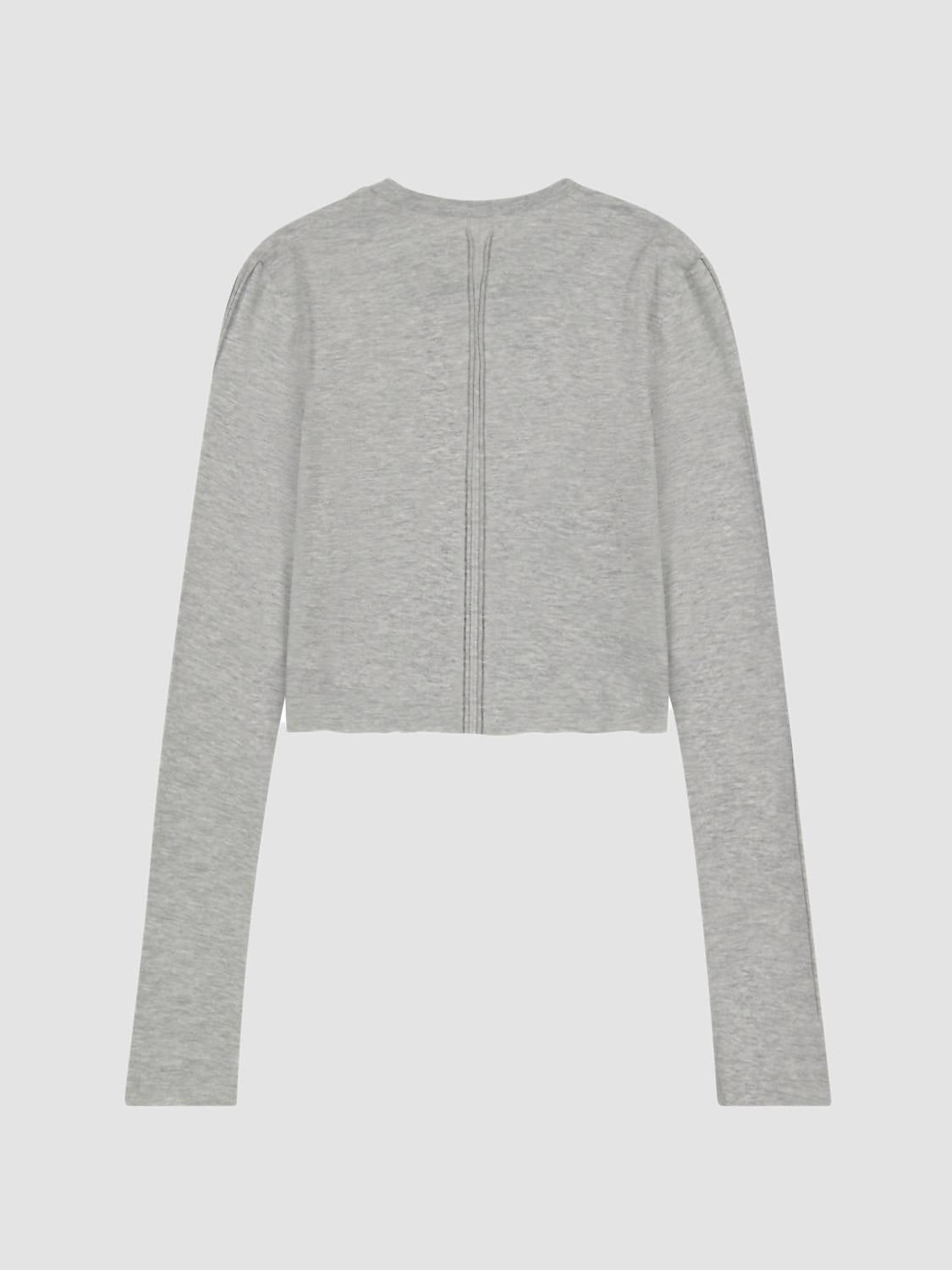 DL1961 - Kids' Girls Raw Edge Long Sleeve Tee in heather grey raw - kids' long sleeve top - detail view