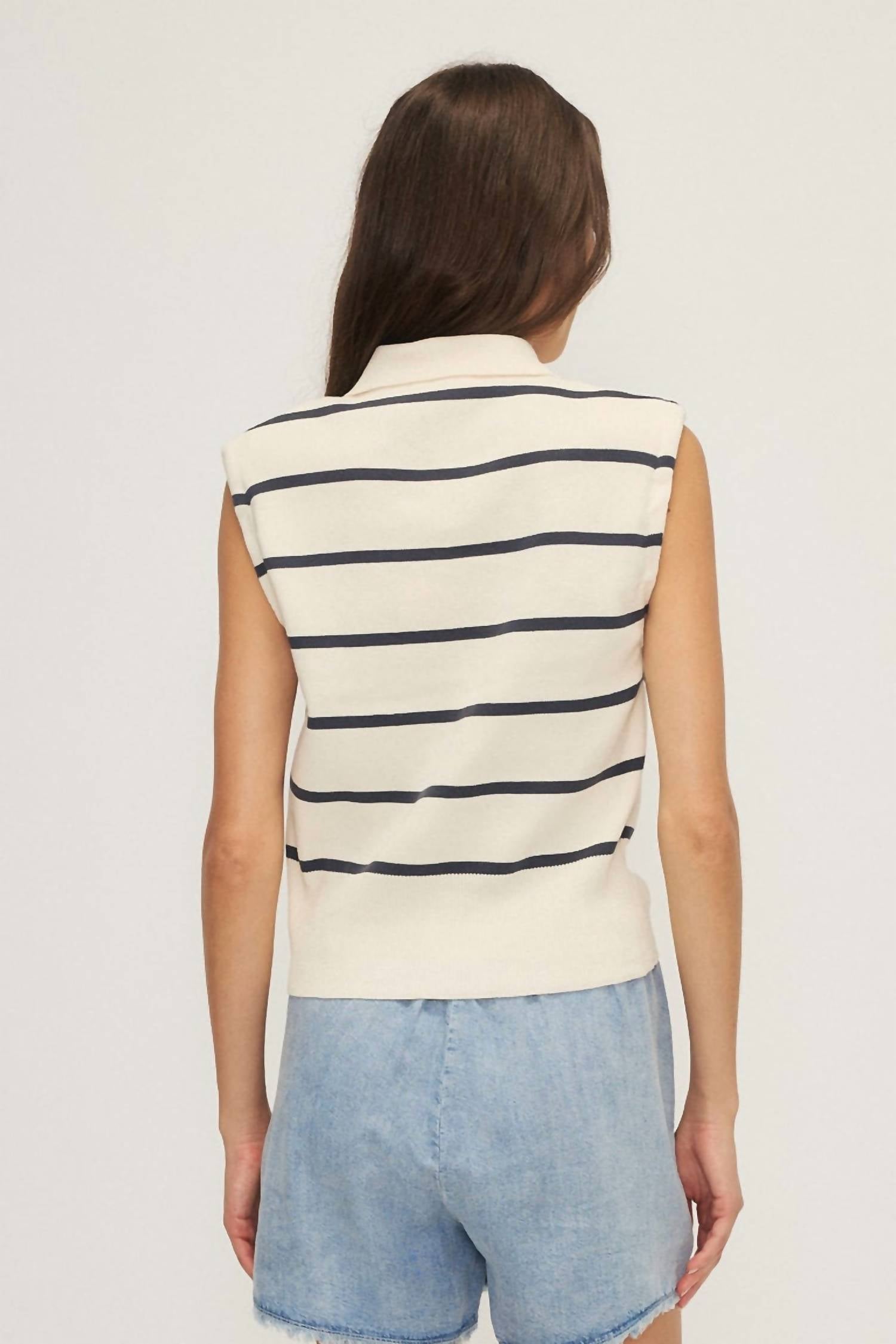 Melissa Nepton - Women's Adella Knit Stripe Button Up Top