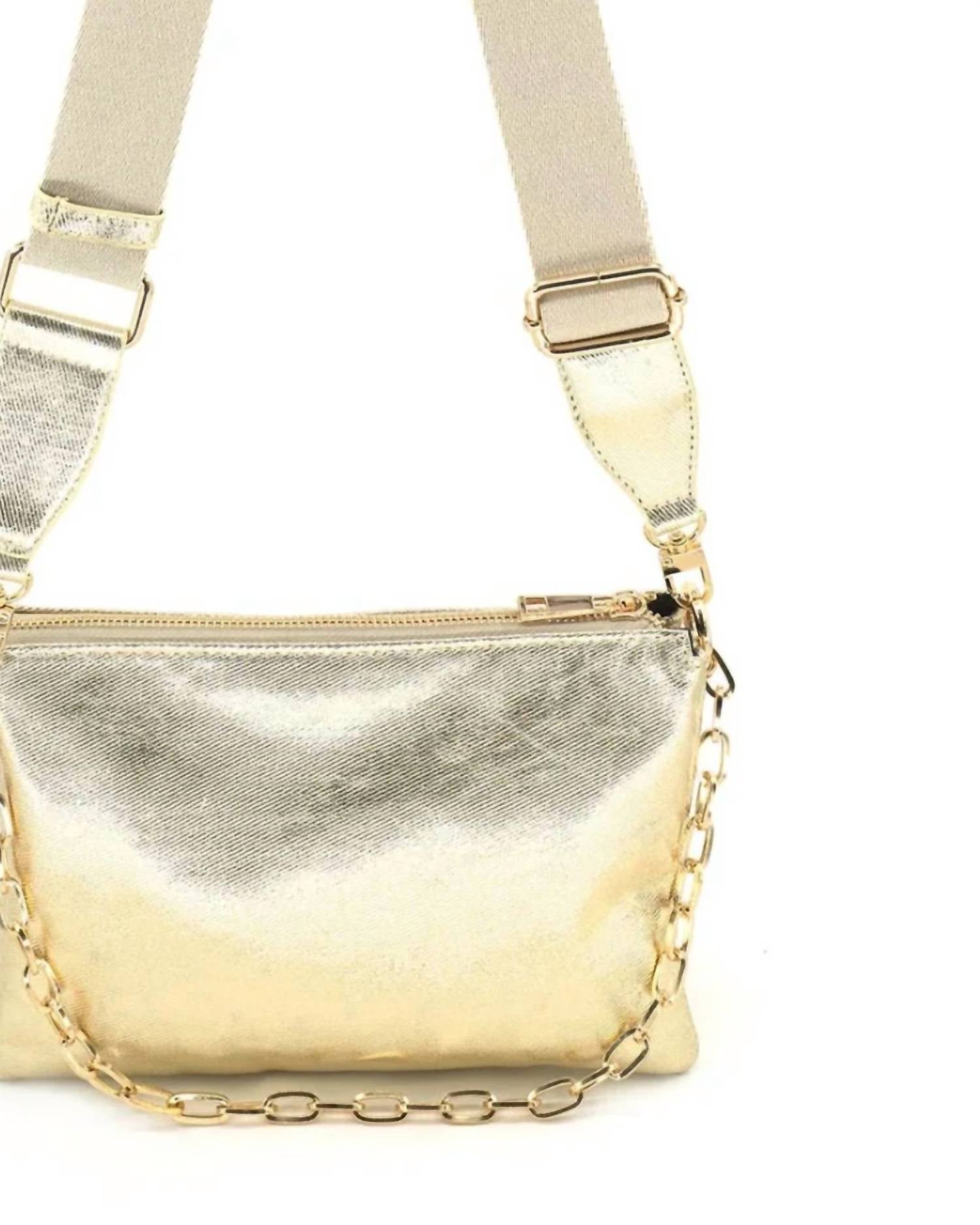BC Handbags Women's Metallic Coated Canvas Bag in gold - women's bag - detail view