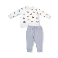 ANGEL DEAR Boy's Construction Vehicles Sweatshirt and Jogger Set in blue - item