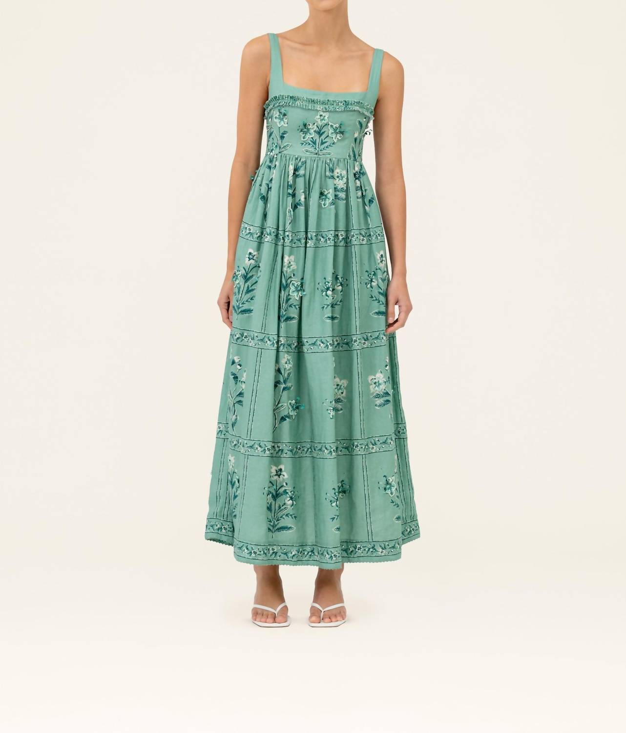 Agua By Agua Bendita - Barbara Ceiba Embroidered Linen Maxi Dress