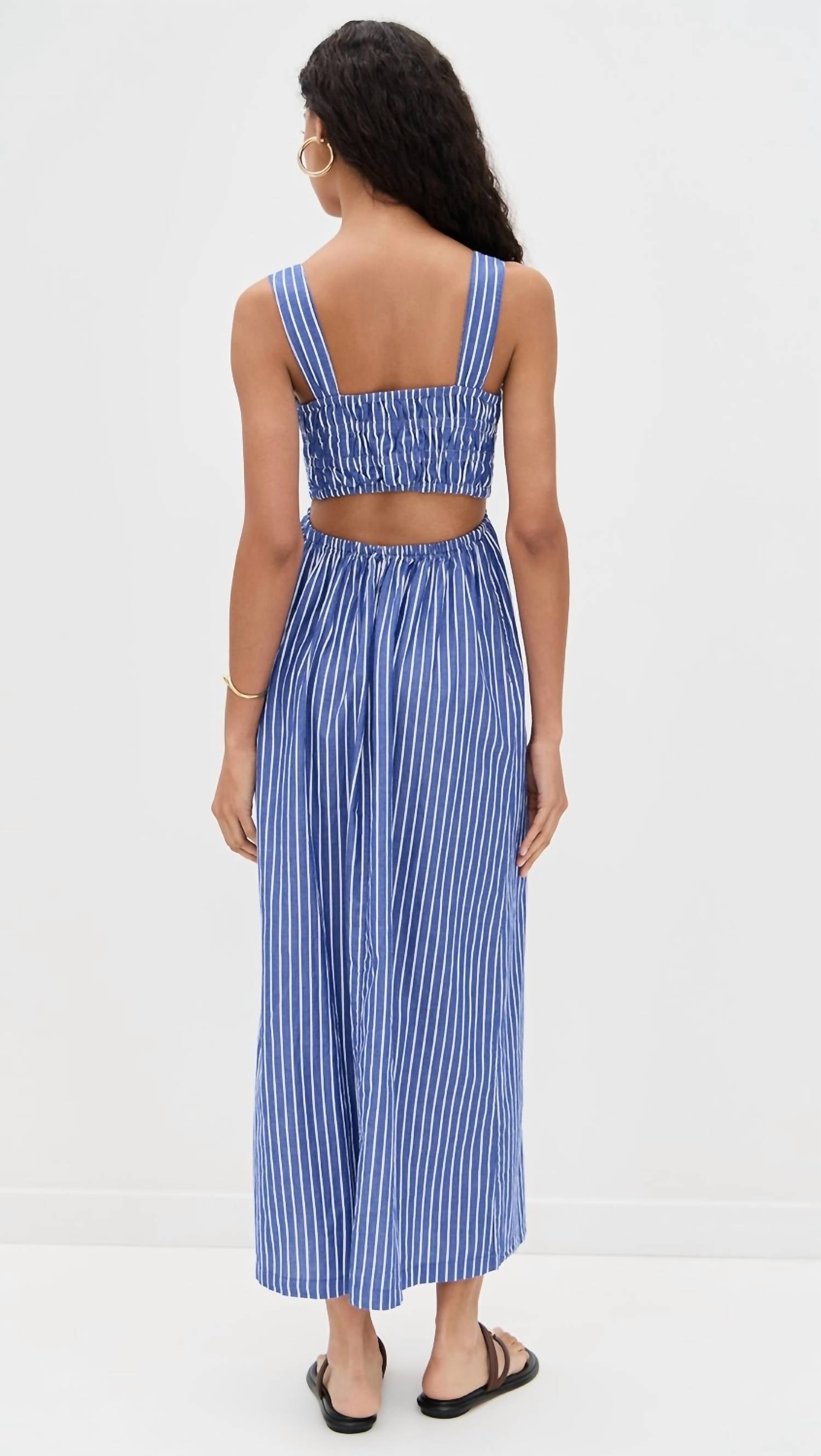 STATESIDE Poplin Stripe Dress in blue - women's dress - detail view