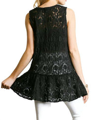 Umgee - Lace Up Sleeveless Lace Tunic