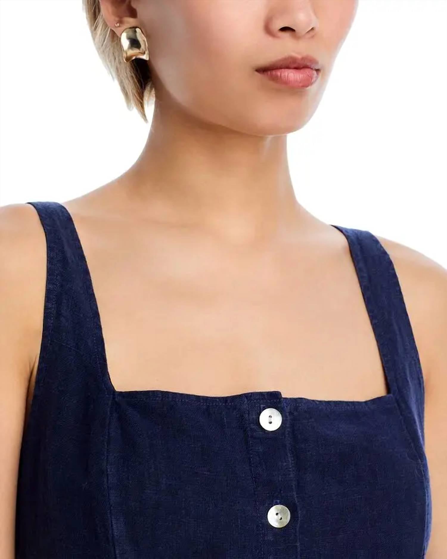 Bella Dahl Square Neck Button Front Mini Dress in navy - women's dress - alternate view