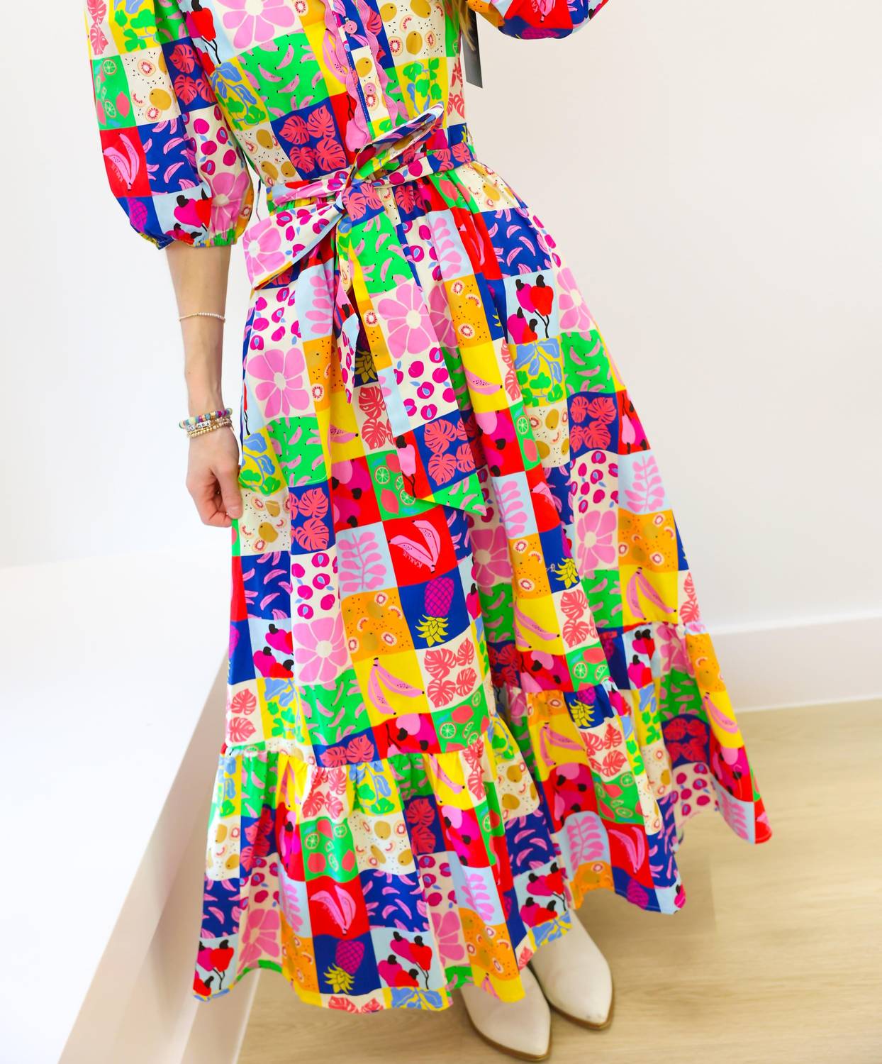 Karlie - Fruit Quilt Ric Rac Tier Maxi Dress