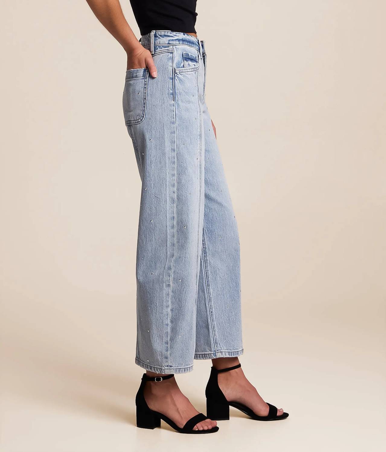 Vervet By Flying Monkey - Studded Sia Barrel Denim Jeans