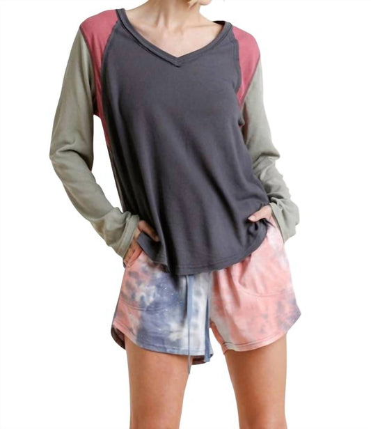 Umgee - Raw Edge Color Block Top