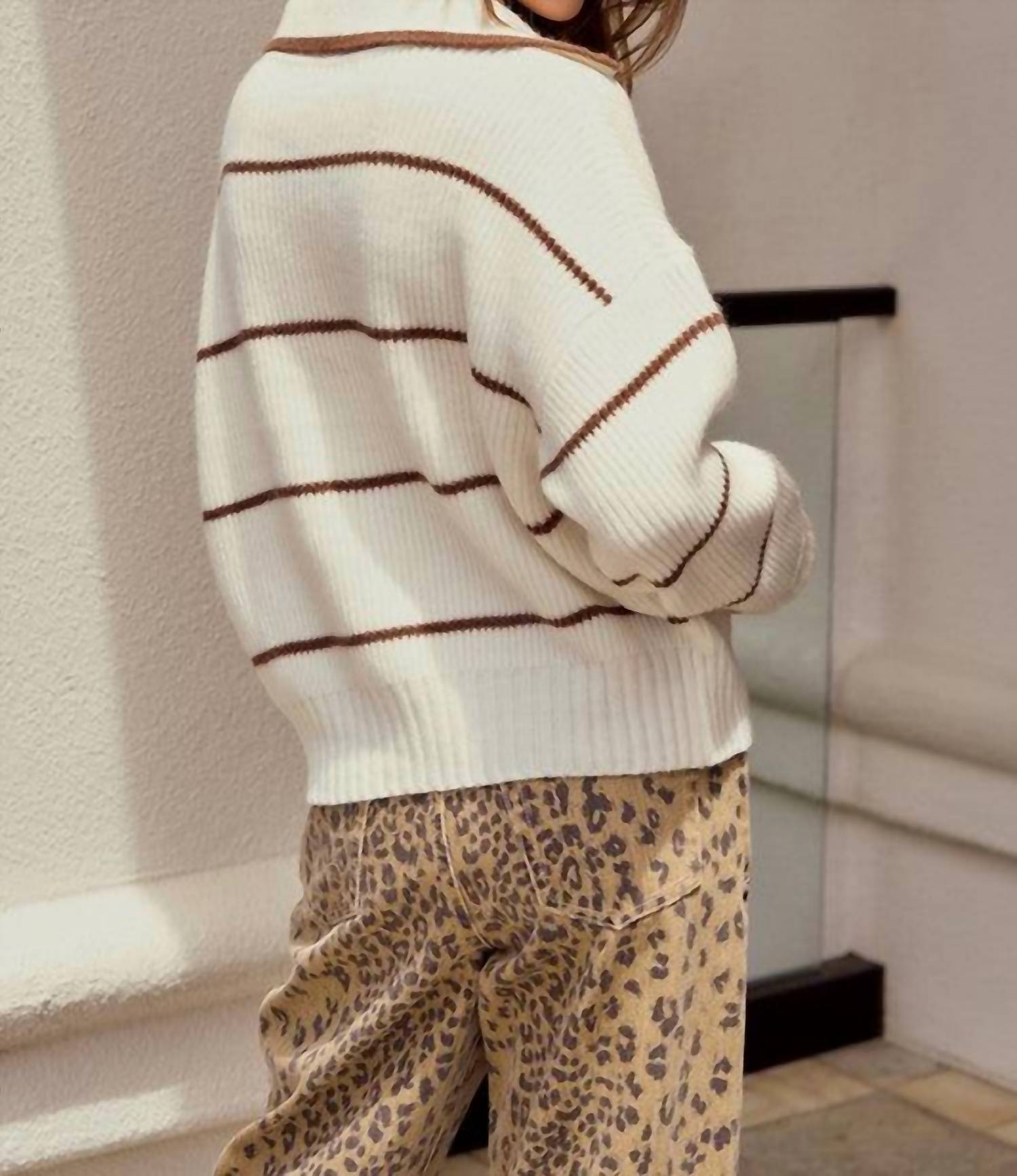 Lovlov - Luxe Relaxed Striped Knit Sweatshirt