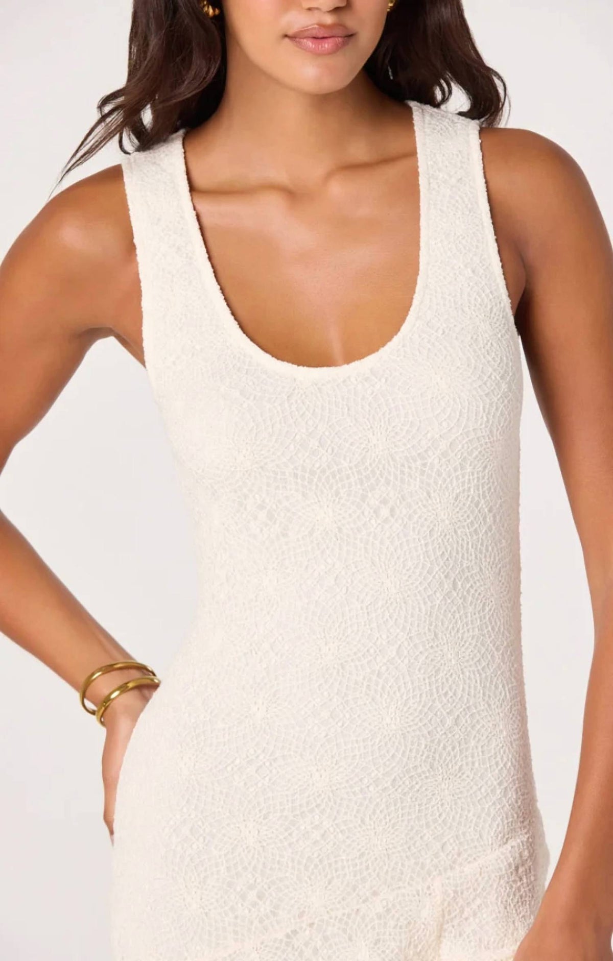 Astr - Freida Lace Asymmetrical Hem Dress