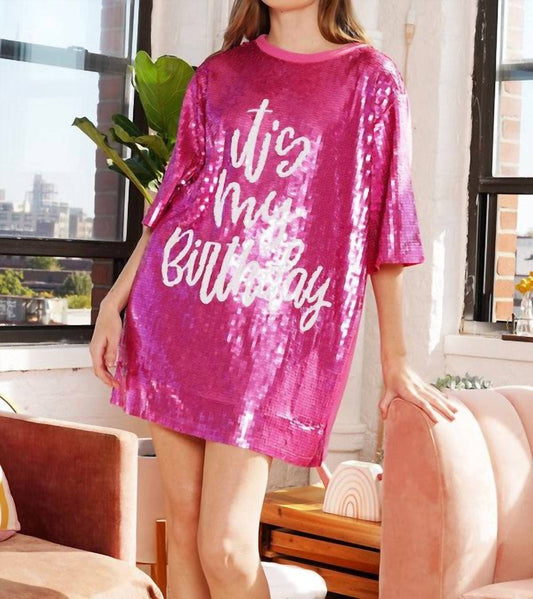 Why Dress - It's My Birthday Sequin Shirt Dress