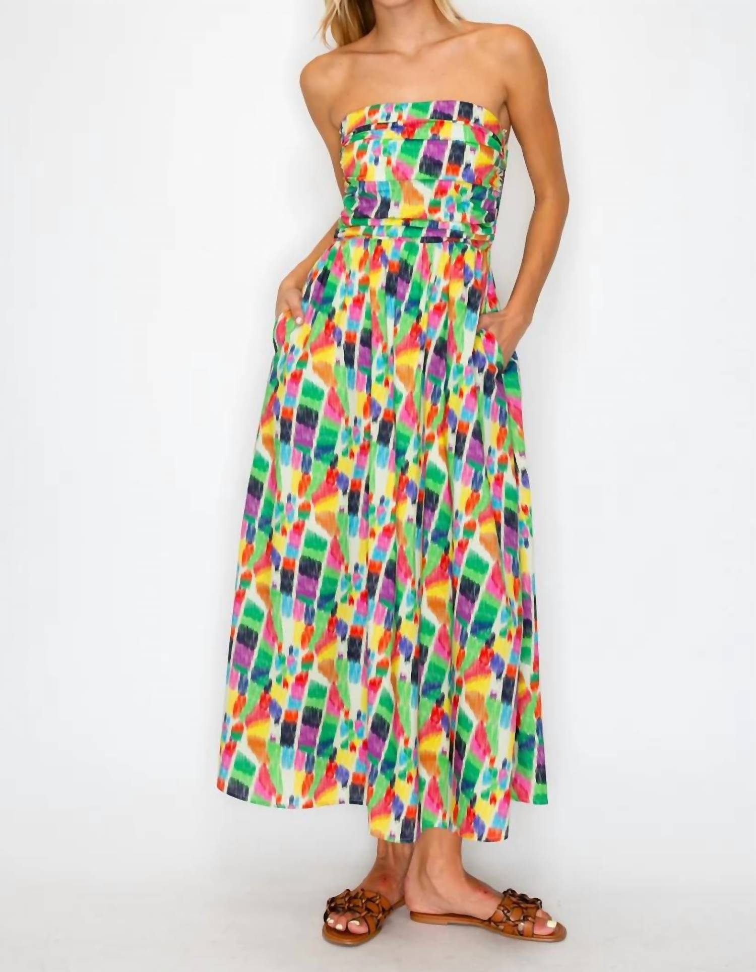 Meet Me In Santorini - Strapless Midi Dress