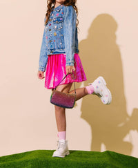 Lola + The Boys - Girls' Shimmer Sequin Skirt