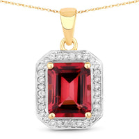 Diana M Jewels Women's Octagon Natural Rubellite Pendant Necklace (2.75 Ct) - Signature in 14k yellow gold - women's jewelry