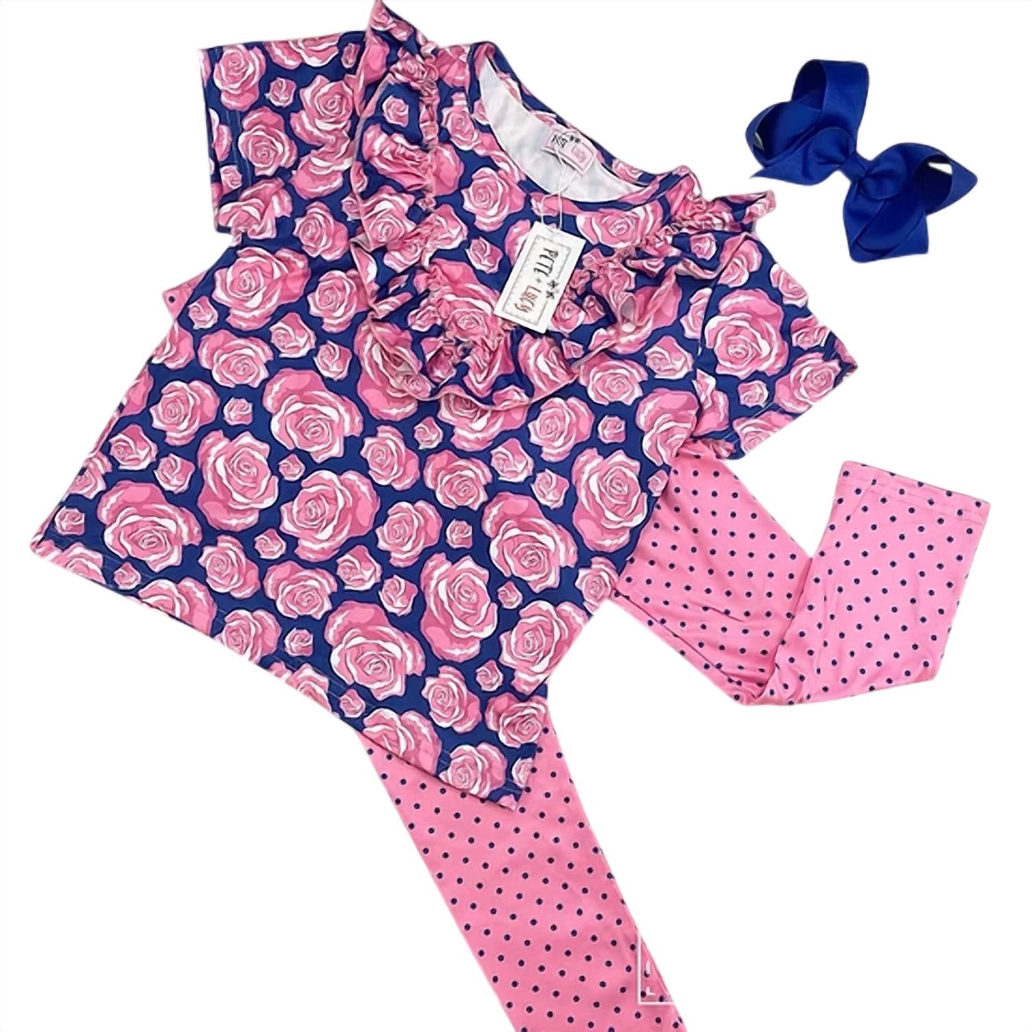 Pete + Lucy - Girls Pop Of Roses Pant Set