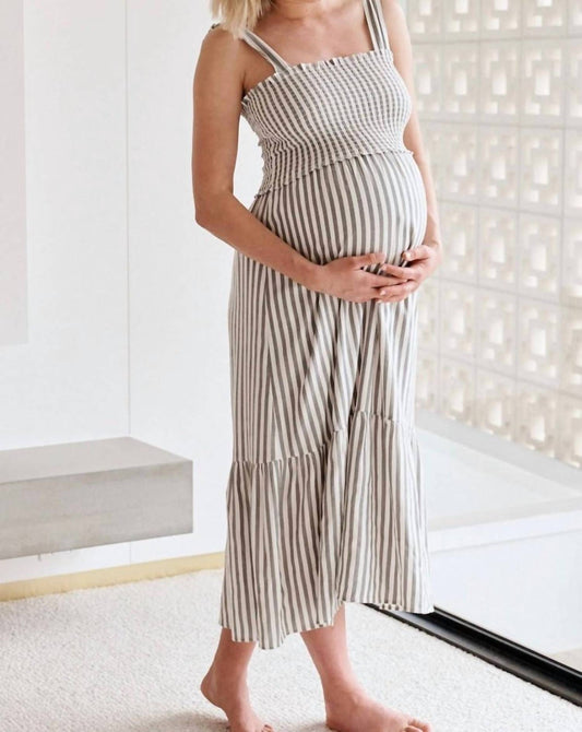 Ripe Maternity - Ollie Striped Smocked Maternity Dress