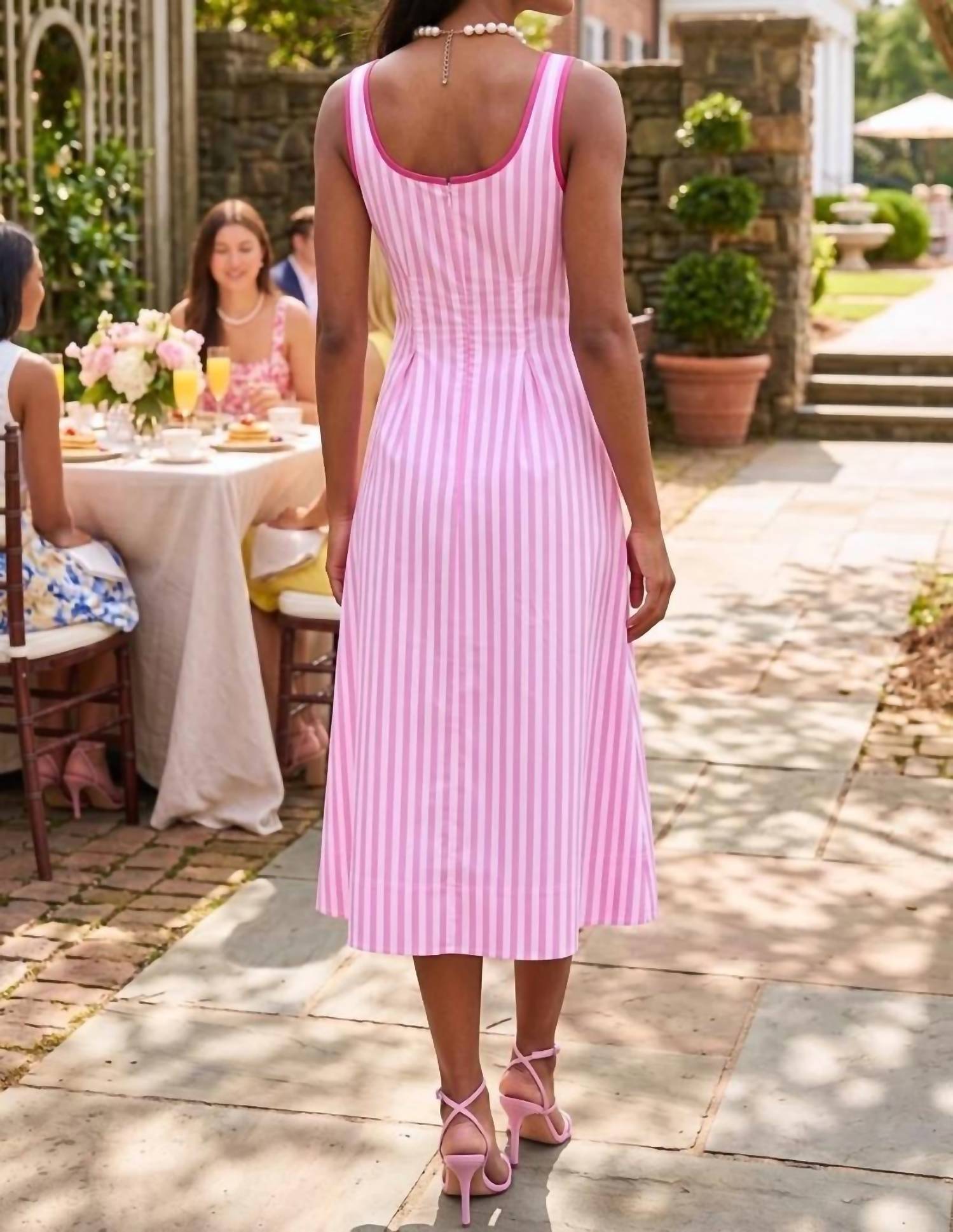 Entro - Bailey Striped Sleeveless Midi Dress