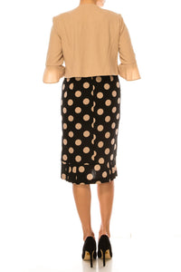 Maya Brooke - Polka Dot Pleated Hem Jacket Dress