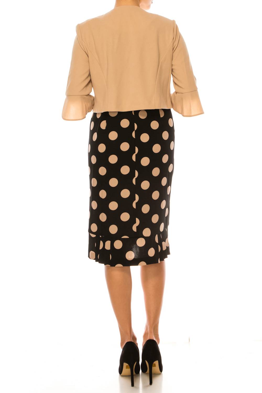Maya Brooke - Polka Dot Pleated Hem Jacket Dress