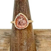 My Girl In La - Women's Pear Cut Resin And Crystal Gold Statement Ring