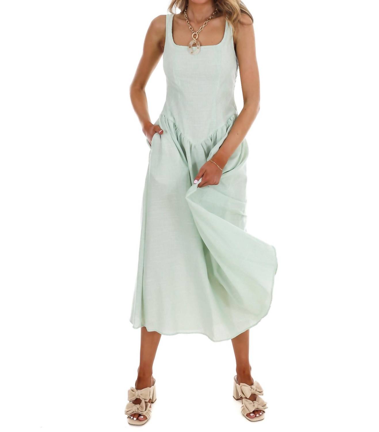 Mustard Seed Showing Off Stripe Maxi Dress in aloe - women's dress - view 5