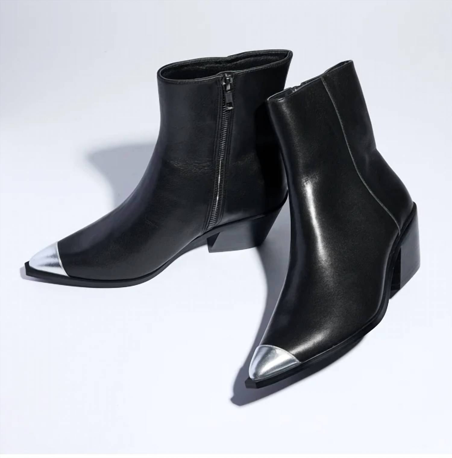 Yosi Samra - Women's Ankle Boot With Silver Tip