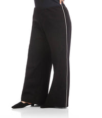 Karen Kane Contrast Piped Wide-leg Pants - Plus in black - women's pants - detail view
