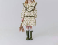 PINK CHICKEN Raphaela Ruffle Dress in olive rose floral - kids' dress