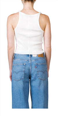 Eterne Cropped Rib Tank in ivory - women's tank top - detail view