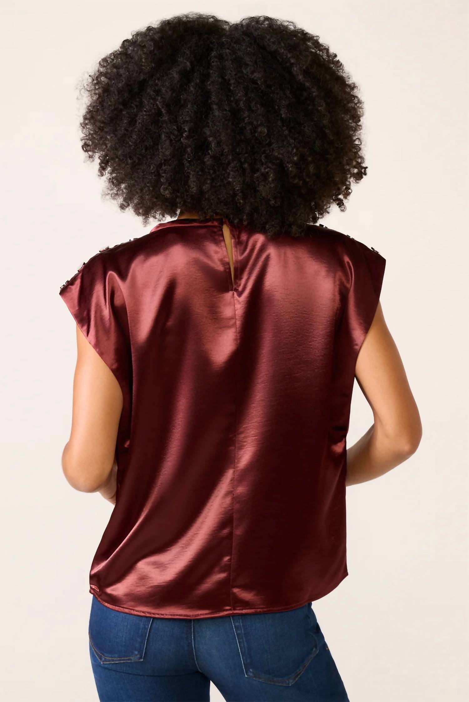 MELISSA NEPTON Randy Satin Blouse in burgundy - women's tank top - detail view