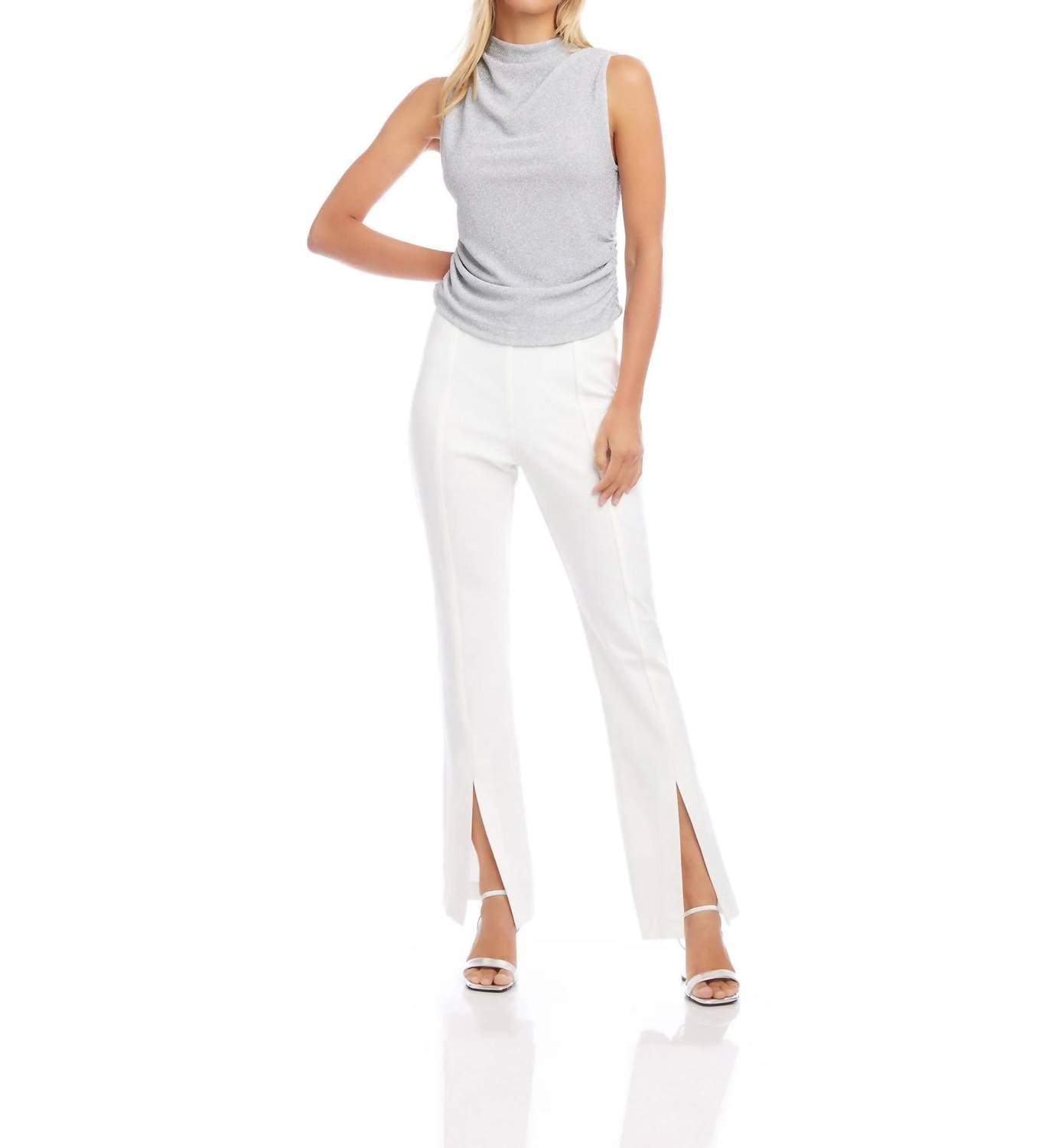 Fifteen Twenty Front Slit Pants in off white - women's pants