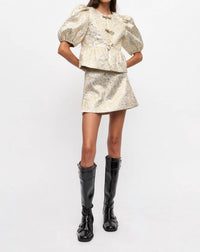 Ganni - Metallic Peplum Tie String Blouse