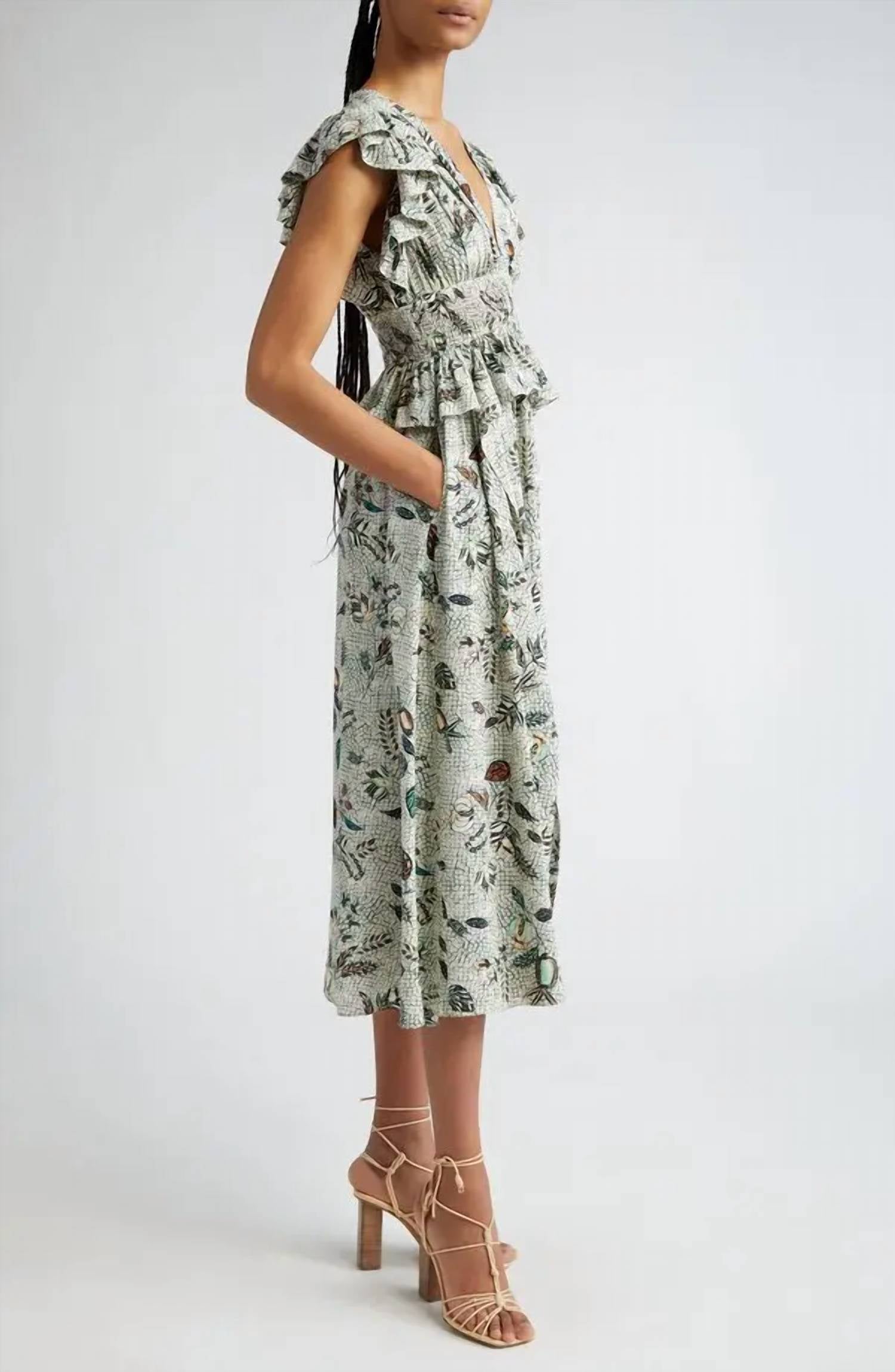 Ulla Johnson Brielle Midi Dress in botanical mist - women's dress - alternate view
