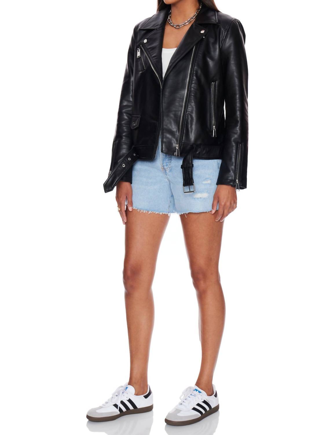 WithBlack Melissa Faux Leather Biker Jacket in black - women's jacket - alternate view