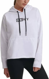 Dkny - Activewear Sport Logo Hooded Cotton Sweatshirt