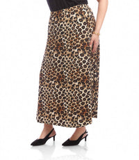 Karen Kane Side-slit Midi Skirt - Plus in leopard - women's skirt - alternate view