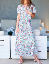 Finley Ali Whimsy Floral Shirt in white multicolor - women's shirt