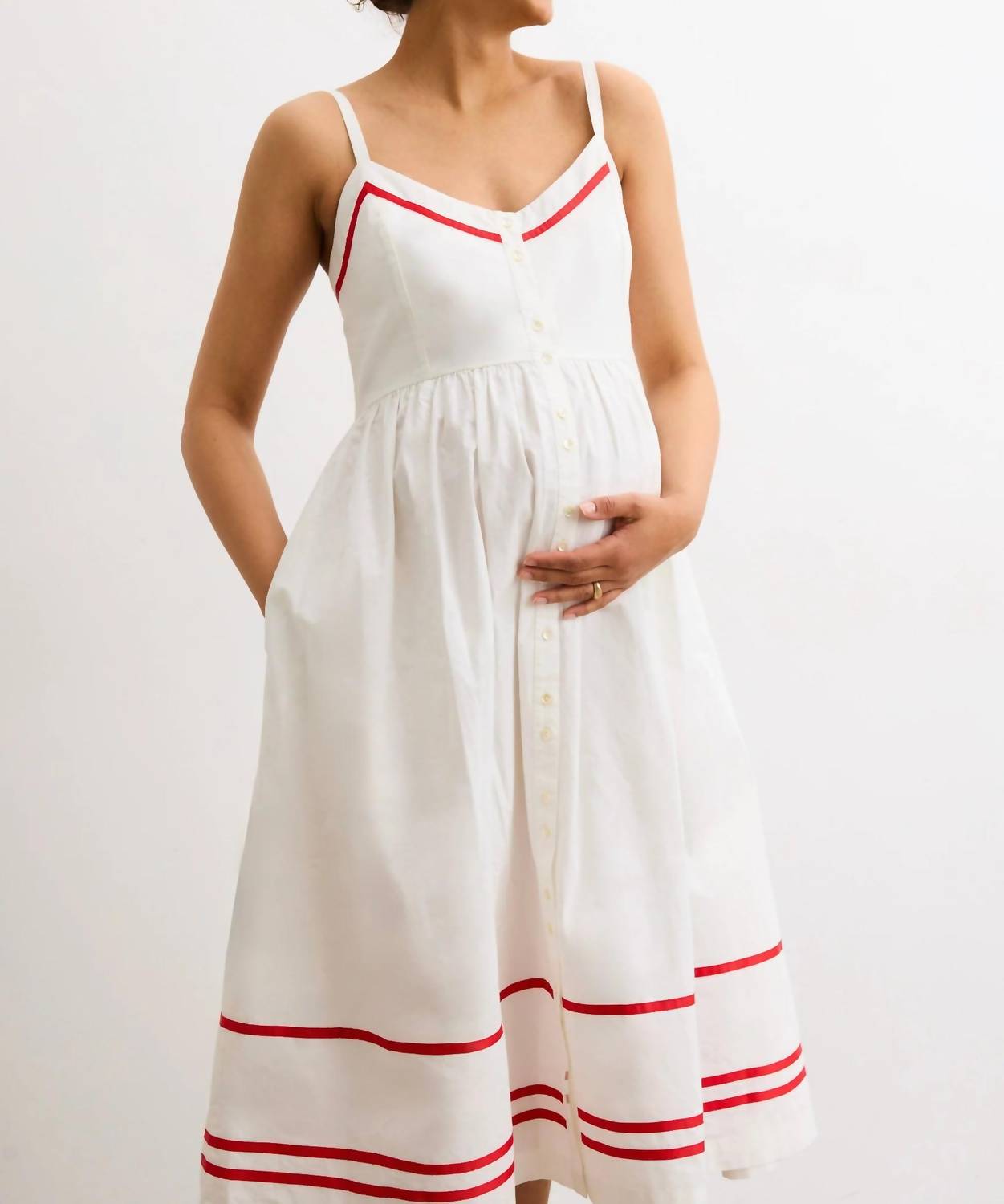 Hatch The Catalina Dress in white red - women's dress - alternate view