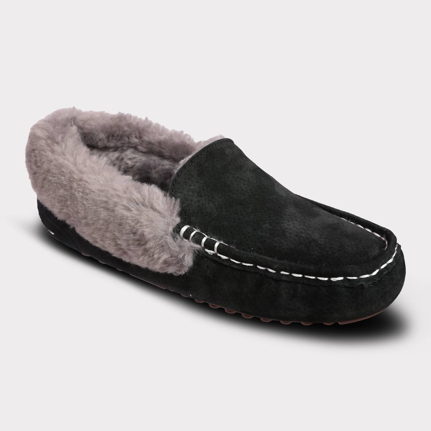 Lamo Women's Aussie Slip-on Moc Slippers in black - women's shoe - detail view