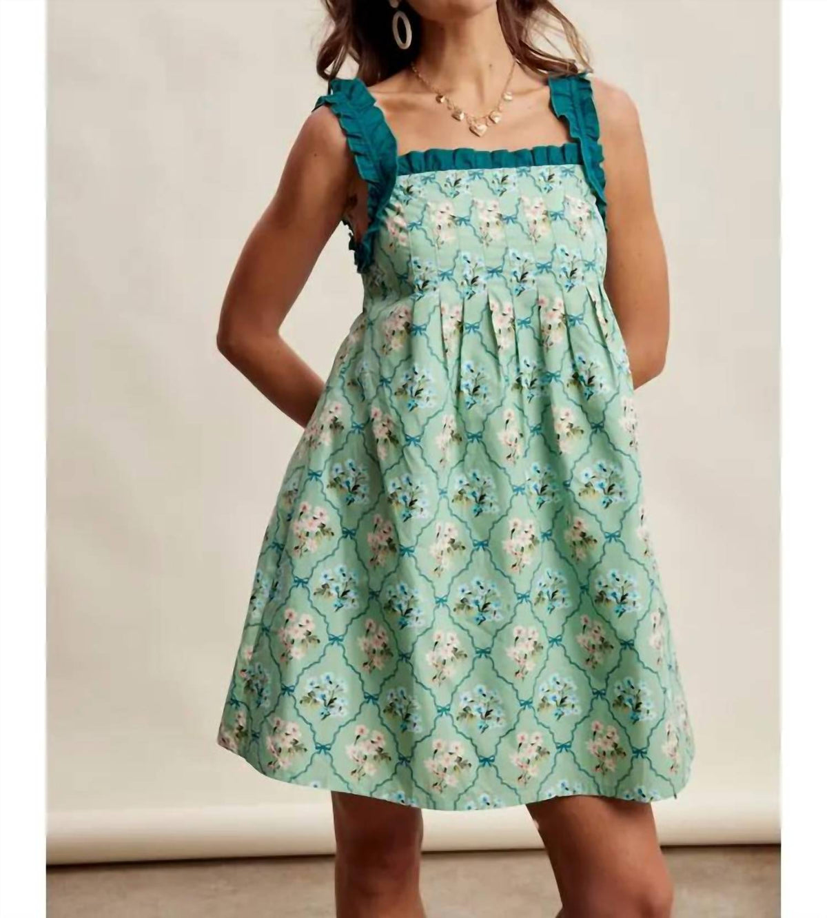 Listicle - Floral Ruffle Strap Mini Dress