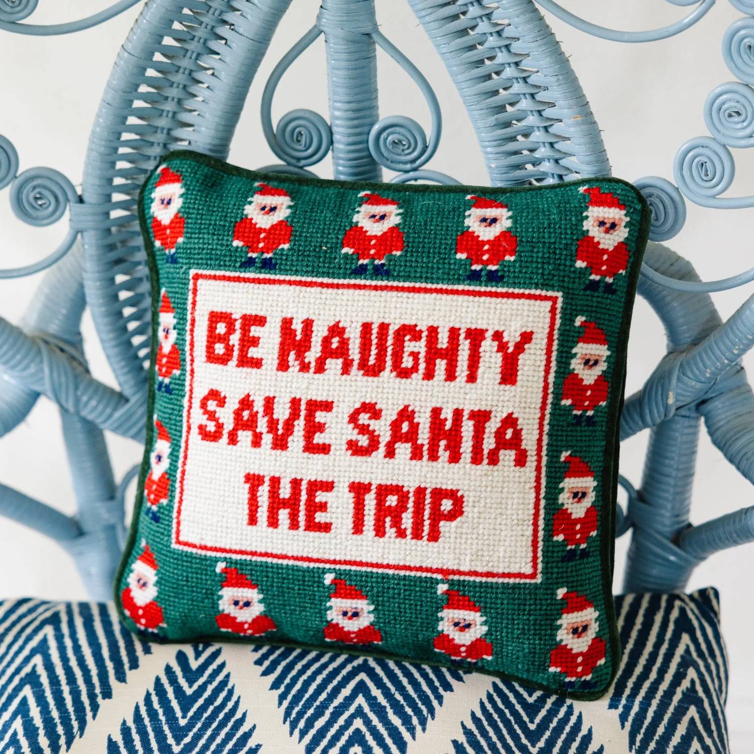 Furbish Studio - Be Naughty Needlepoint Pillow